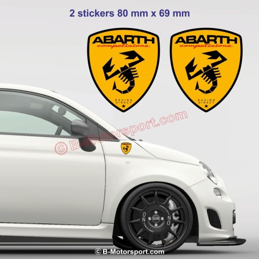 2 Adesivi logo FIAT ABARTH giallo e scorpione negro