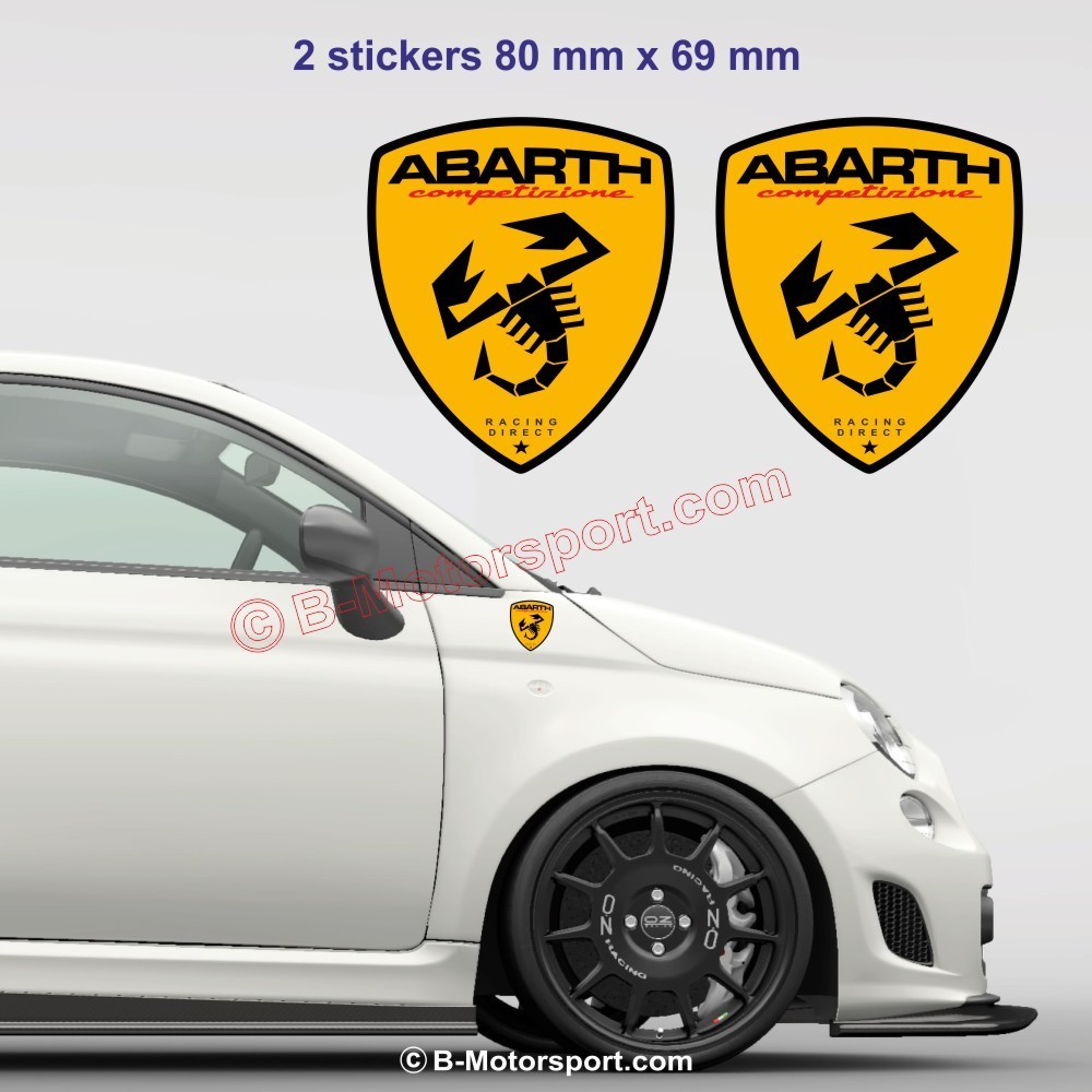2 sticker decals FIAT ABARTH RS-Yellow and black scorpion