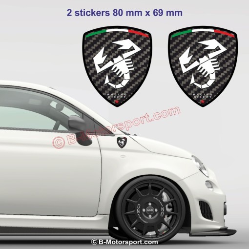 2 Aufkleber FIAT ABARTH Carbon und Weiss-Skorpion