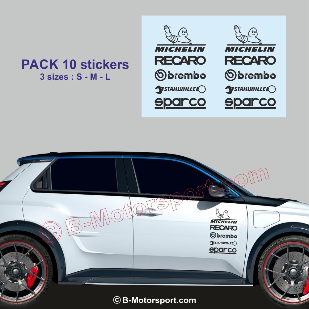 Confezione da 10 adesivi con logo racing per tutte le ALPINE A110 A290 A390
