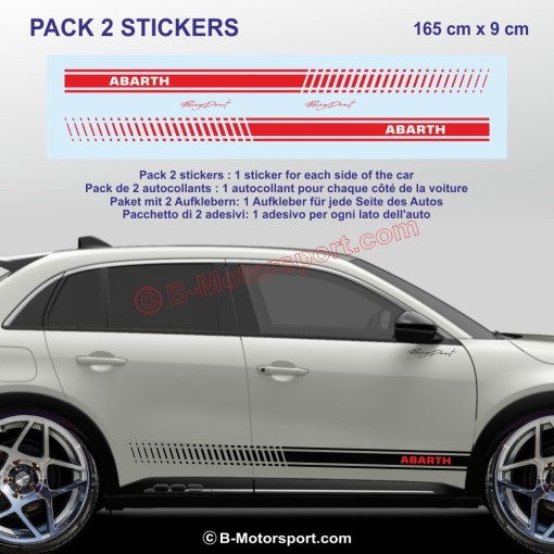 Kit autocollant ABARTH bicolore pour bas de caisse FIAT 500 595 695