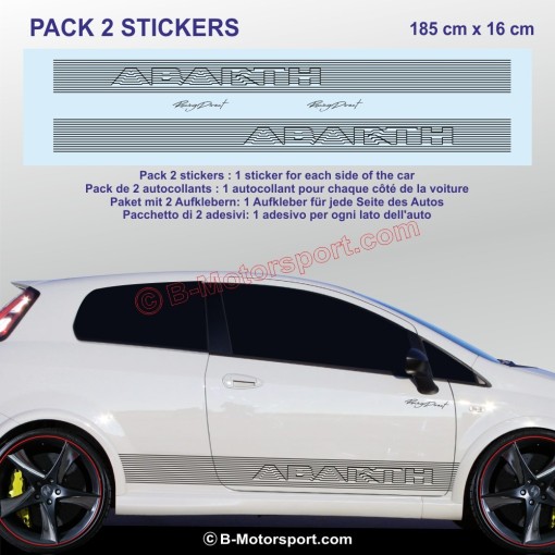 Kit autocollant ABARTH NEW DESIGN pour bas de caisse FIAT 500 595 695 600 Punto Spider