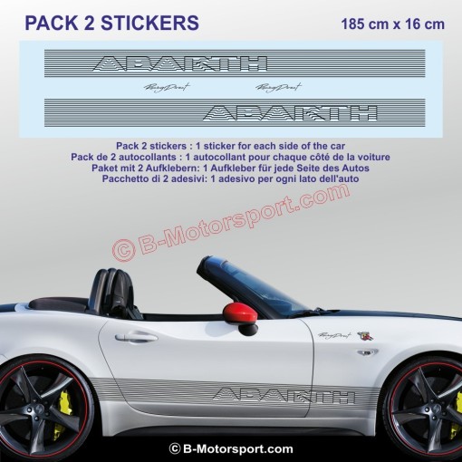 Kit autocollant ABARTH NEW DESIGN pour bas de caisse FIAT 500 595 695 600 Punto Spider