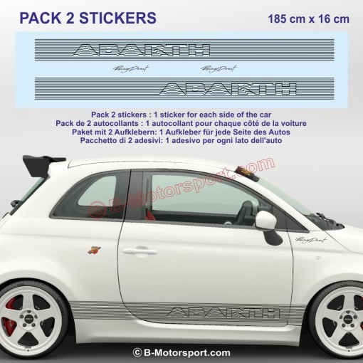 Kit autocollant ABARTH NEW DESIGN pour bas de caisse FIAT 500 595 695 600 Punto Spider