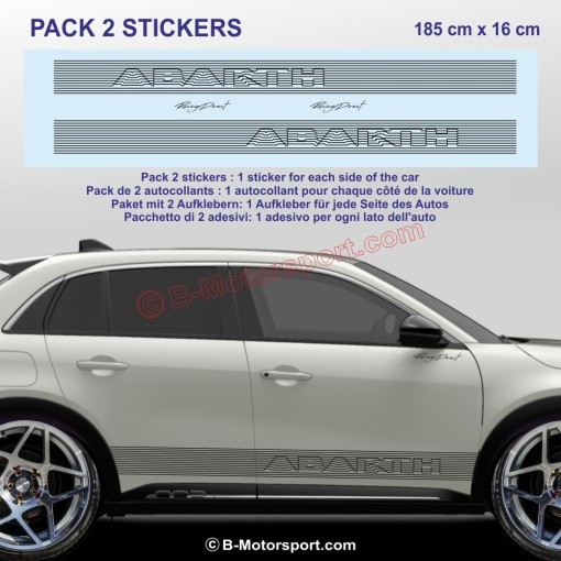 Kit autocollant ABARTH NEW DESIGN pour bas de caisse FIAT 500 595 695 600 Punto Spider