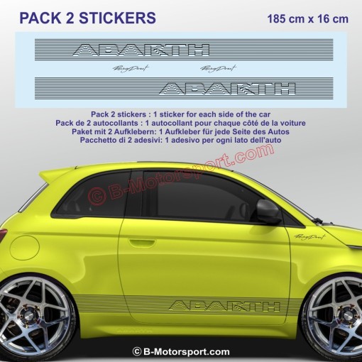 Kit autocollant ABARTH NEW DESIGN pour bas de caisse FIAT 500 595 695 600 Punto Spider