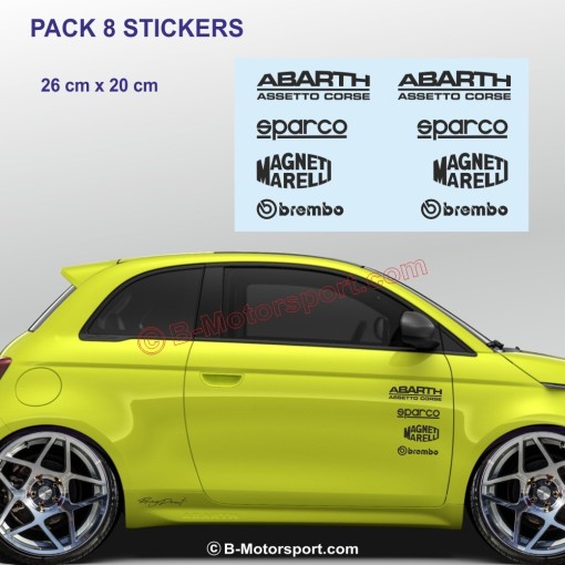 Pack 8 stickers logo racing pour toutes FIAT ABARTH