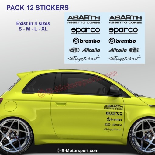 12er Pack Racing-Logo-Aufkleber für alle FIAT 500 595 695 600 Punto Spider Panda