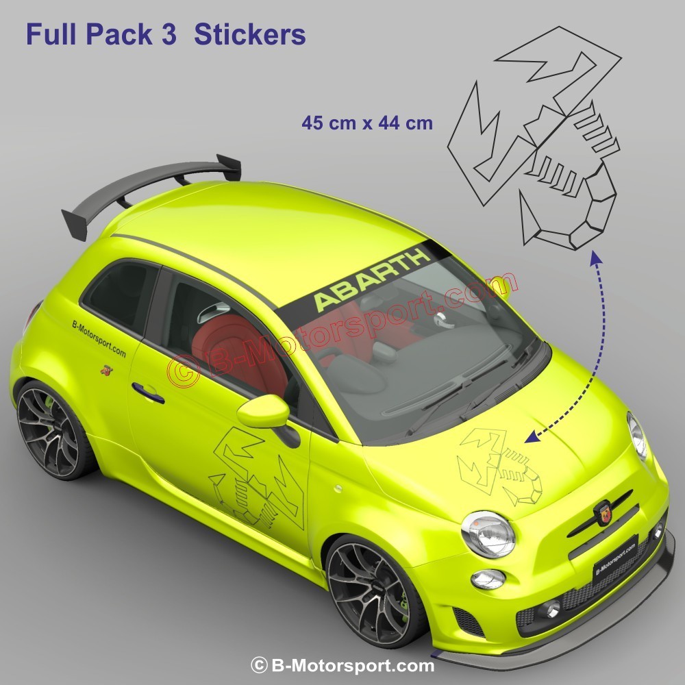 3 ABARTH sticker decals for FIAT 500 595 695 600 Punto Spider Panda
