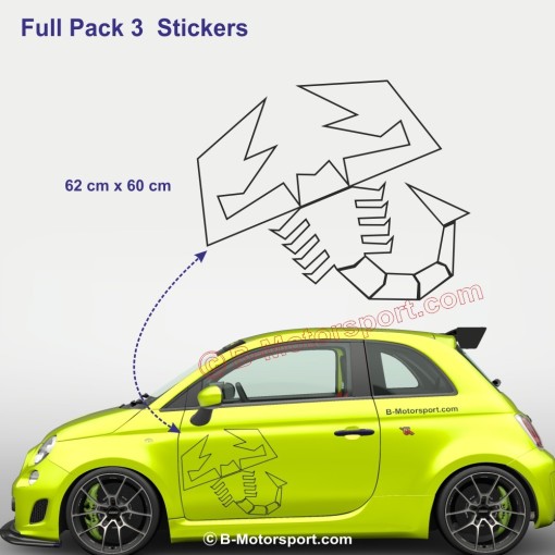 Kit 3 autocollant ABARTH pour FIAT 500 595 695 600 Punto Spider Panda