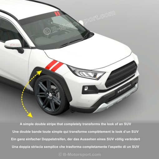 SPORT MIND SPECIAL SUV - Kit adesivo a doppia striscia per parafango anteriore