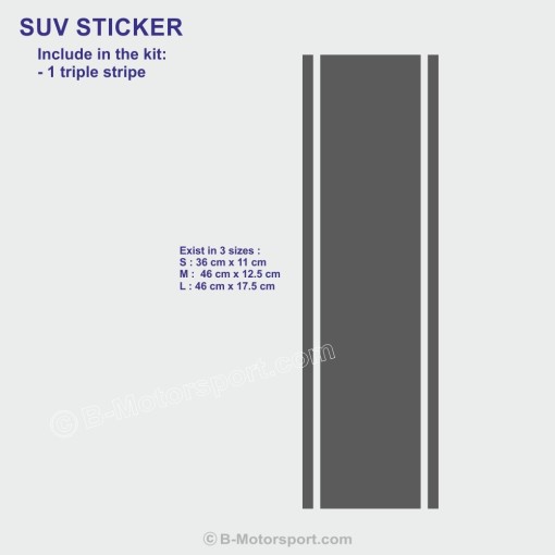 RACING STRIPE SPECIAL SUV - Kit adesivo a triplo striscia per parafango anteriore