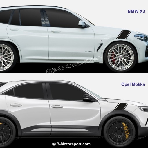 RACING STRIPE SPECIAL SUV - Kit autocollant trible bandes pour aile avant