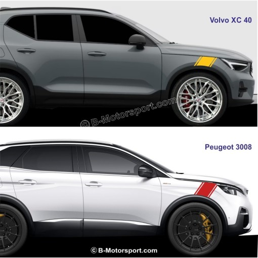 RACING STRIPE SPECIAL SUV - Kit autocollant trible bandes pour aile avant