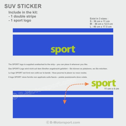 SPORT STRIPE SPECIAL SUV - Double-stripe adhesive kit for front fender