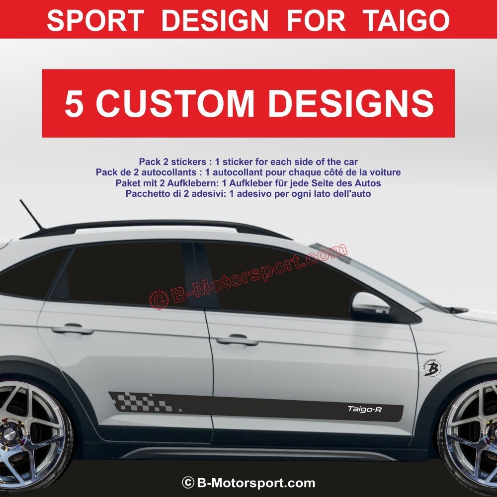 VW TAIGO – Sport Stripe Sticker Kit – 5 Side Skirt Designs