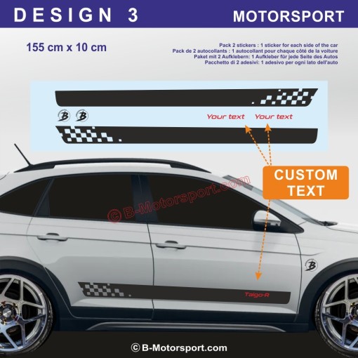 VW TAIGO – Sport Stripe Sticker Kit – 5 Side Skirt Designs