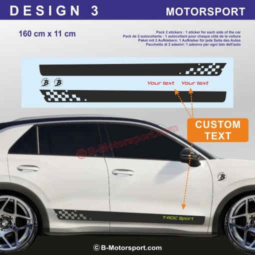 VW T-ROC – Sport Stripe Sticker Kit – 5 Side Skirt Designs