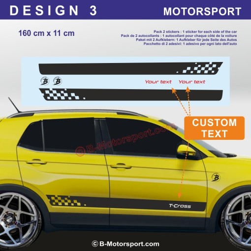 VW T-CROSS – Sport Stripe Sticker Kit – 5 Side Skirt Designs