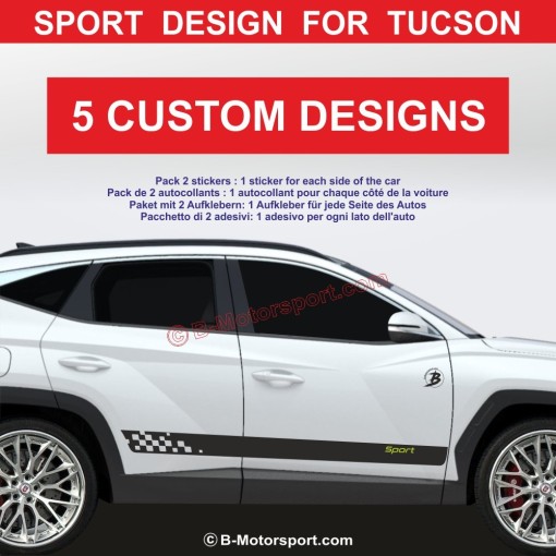HYUNDAI TUCSON – Sport Stripe Sticker Kit – 5 Side Skirt Designs