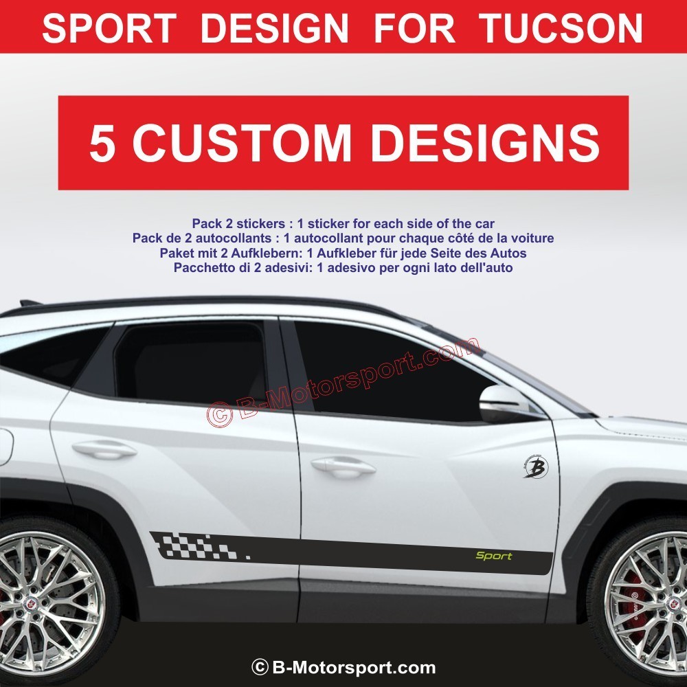 HYUNDAI TUCSON – Sport Stripe Sticker Kit – 5 Side Skirt Designs