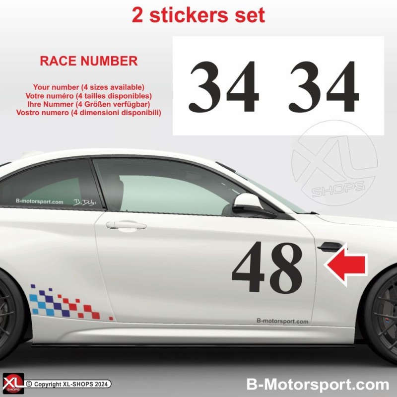 Racing number sticker in 2 copies - Classic look