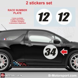 Autocollant rallye plaque ronde avec numéro de course personnalisable en 2 exemplaires