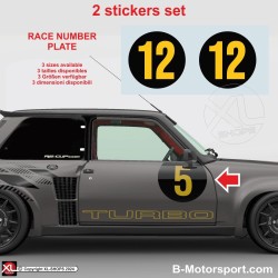 RESTOMOD Customizable round race number plate sticker 2 copies