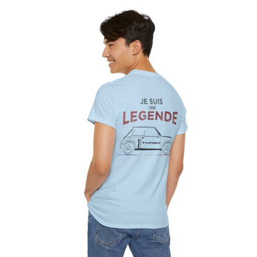 T-shirt JE SUIS UNE LEGENDE avec silhouette RENAULT 5 TURBO pour homme et femme