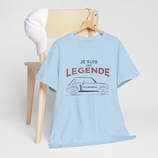 Maglietta JE SUIS UNE LEGENDE con la silhouette della RENAULT 5 TURBO disponibile per uomo e donna