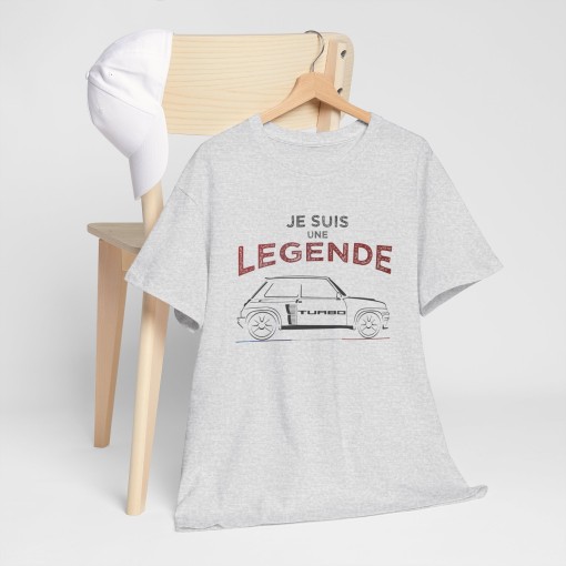 Maglietta JE SUIS UNE LEGENDE con la silhouette della RENAULT 5 TURBO disponibile per uomo e donna