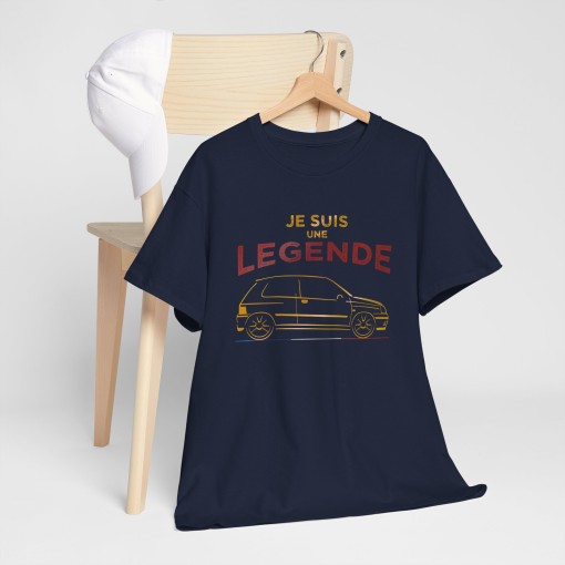 JE SUIS UNE LEGENDE t-shirt featuring the silhouette of the RENAULT CLIO RS WILLIAMS available in men’s and women’s style