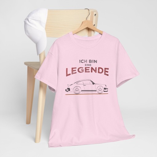 T-Shirt ICH BIN EINE LEGENDE mit der Silhouette der Porsche 911 Carrera RS 2.7 Ducktail für Herren und Damen