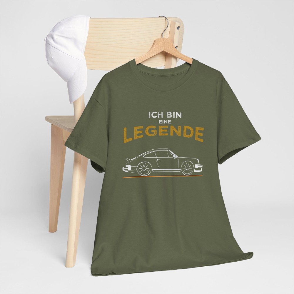 Tshirt ICH BIN EINE LEGENDE avec silhouette Porsche 911 Carrera RS 2.7 Ducktail pour homme et femme