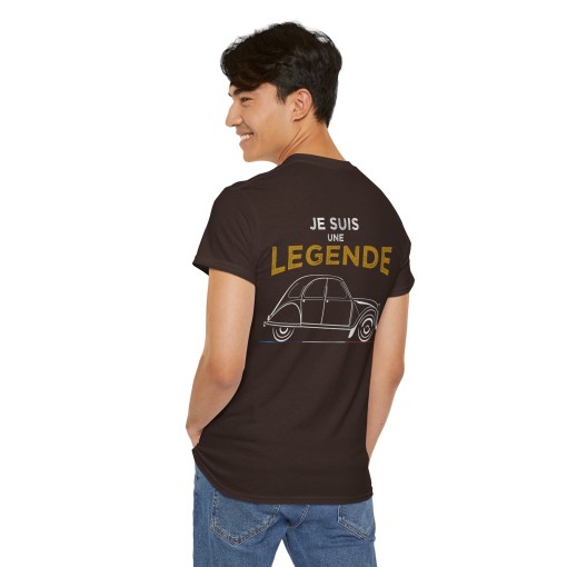 Tshirt JE SUIS UNE LEGENDE avec silhouette CITROEN 2CV pour homme et femme