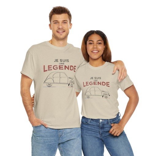 Tshirt JE SUIS UNE LEGENDE avec silhouette CITROEN 2CV pour homme et femme
