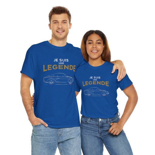 Tshirt JE SUIS UNE LEGENDE avec silhouette Alpine Renault A110 pour homme et femme