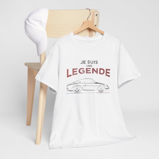 Tshirt JE SUIS UNE LEGENDE avec silhouette Alpine Renault A110 pour homme et femme