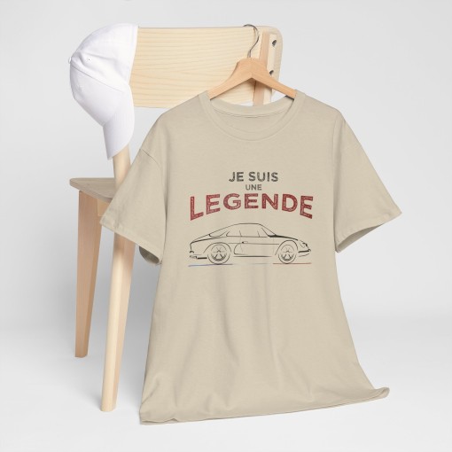T-Shirt JE SUIS UNE LEGENDE mit der Silhouette der Alpine Renault A110 für Herren und Damen